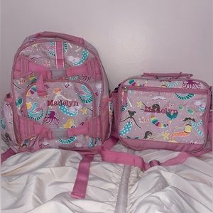 Pottery Barn Kids pink mermaid backpack and lunchbox